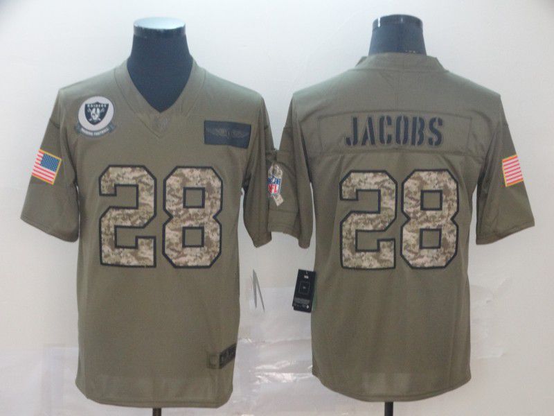 Men Oakland Raiders #28 Jacobs Nike 2019 Olive Camo Salute to Service Limited NFL Jerseys